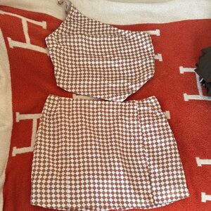 Brown Checkered Women's Skirt